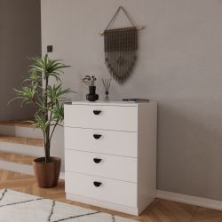 DIAMOND CHEST DRAWERS (WHITE) ( 80 X 100 X 50 )