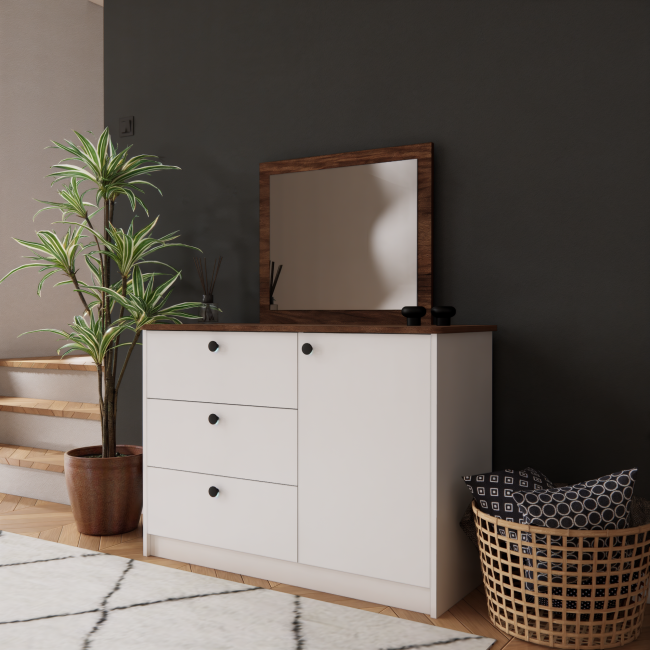 ADEL ELEGANCE DRESSING TABLE (WHITE - BROWN) (113 x 141 x 45)