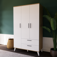 3 DOORS 2 DRAWERS WARDROBE ( 110CM x 185CM x 50CM )