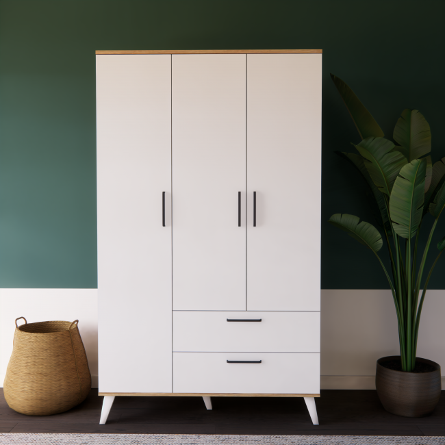 3 DOORS 2 DRAWERS WARDROBE ( 110CM x 185CM x 50CM )