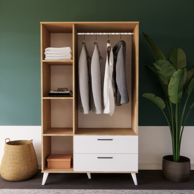 3 DOORS 2 DRAWERS WARDROBE ( 110CM x 185CM x 50CM )