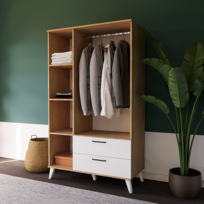 3 DOORS 2 DRAWERS WARDROBE ( 110CM x 185CM x 50CM )