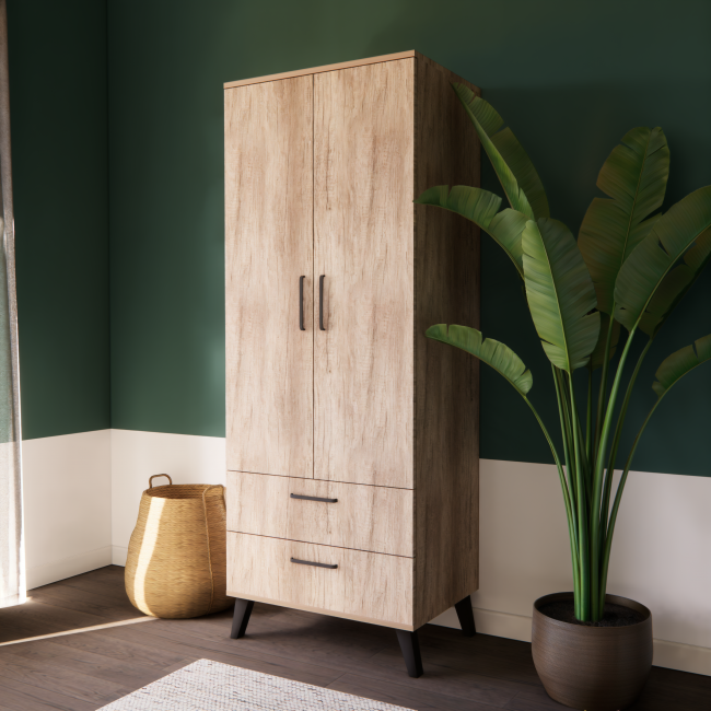 2 DOORS 2 DRAWERS WARDROBE ( 70CM x 185CM x 50CM )