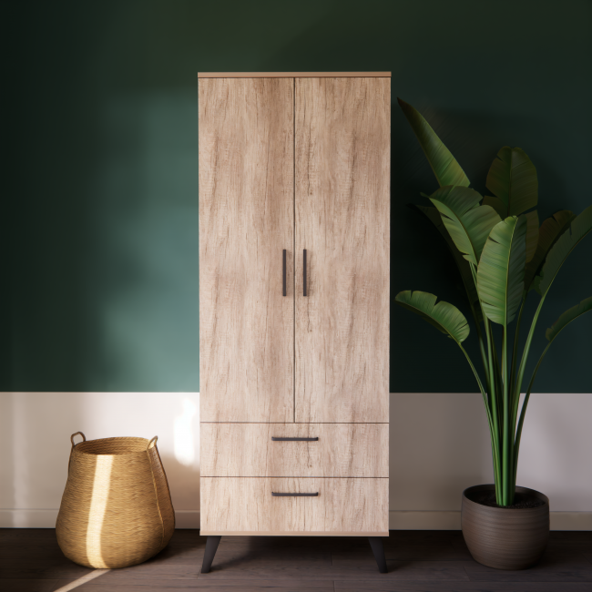 2 DOORS 2 DRAWERS WARDROBE ( 70CM x 185CM x 50CM )