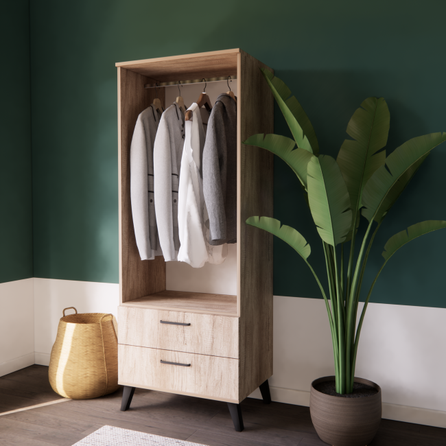 2 DOORS 2 DRAWERS WARDROBE ( 70CM x 185CM x 50CM )