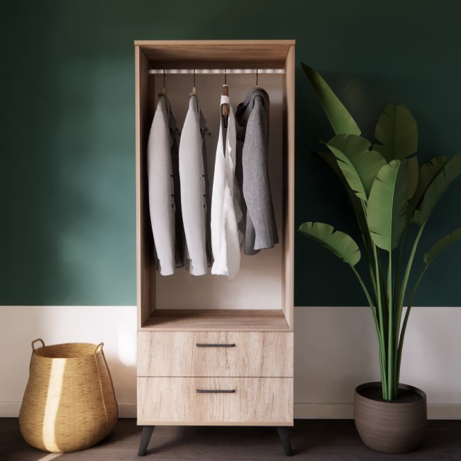 2 DOORS 2 DRAWERS WARDROBE ( 70CM x 185CM x 50CM )