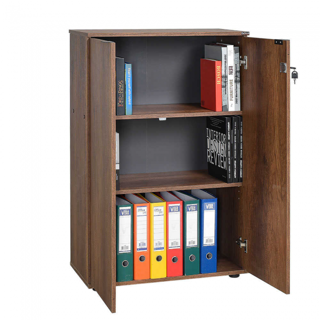 RIO 3 SHELF BOOKCASE WITH DOORS AND LOCK ( 72cm X 110cm X 36cm )
